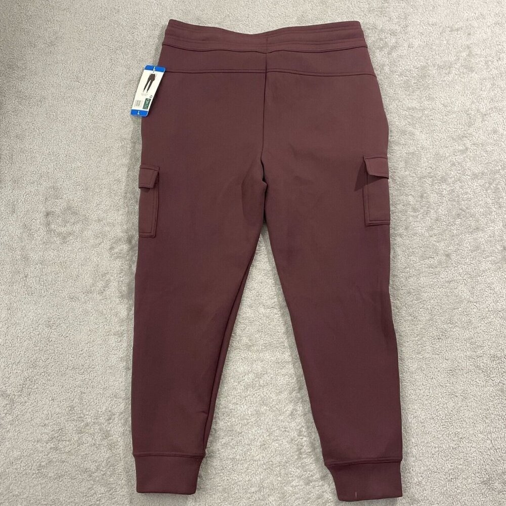 NEW 32 Degrees Heat Womens L Burgundy Cargo Jogger Pants Polyester & Spandex - Picture 3 of 7